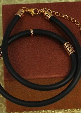 Шнурок каучук xuping jewelry со вставками 45 см 5 мм черный