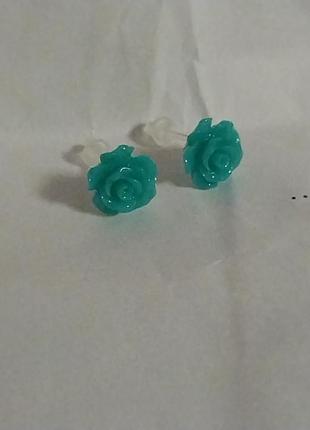 Серьги гвозди гвозди гвозди гвоздички гвоздики бижутерия модные стильные на праздник свидания фотосессия цветы бирюзовые