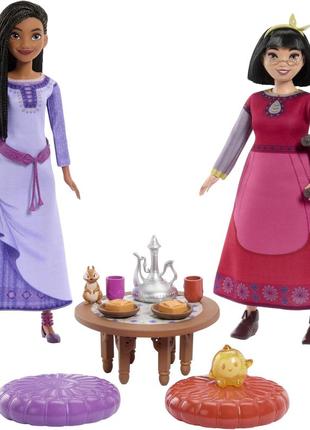 Игровой набор кукол mattel disney wish toys, best friends tea time playset asha, dahlia