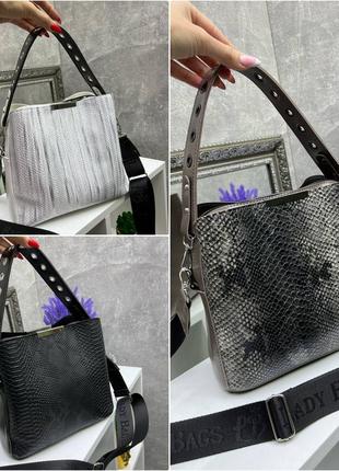 Стильная повседневная женская сумка со змеиным принтом 0267-2