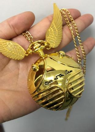Большие часы гарри поттер золотой снитч harry potter hogwarts gryffindor golden snitch quidditch кулон квиддич хогвартс гриффиндор шкатулка подарок