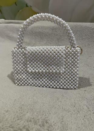 Сумка з бусин перлинова