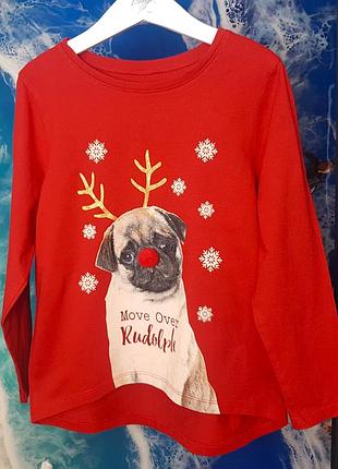 Стильная новогодняя кофта✨ реглан для девочки на 5-6 лет m&amp;co