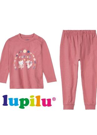 Пижама lupilu 12-18-24 мес. 86/92 на девочку котик домашний костюм пижамка штаны реглан кофта набор комплект классная george primark ovs7 фото