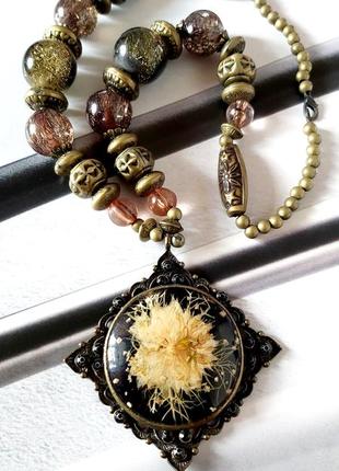 Намисто шикарне вінтаж коллекційне кварц буси кольє ожерельє інкрустація павутинка