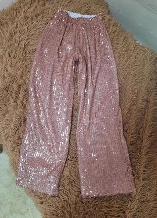 Брюки для девочки блестящие, с поетками