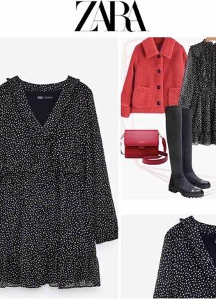 New collection! роскошное черное платье в горох от zara.