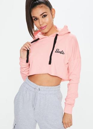 Укороченное персиковое худи толстовка барби barbie missguided7 фото