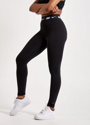Черные спортивные лосины с лого ✨nike✨ хлопковые лосины леггинсы тайтсы nike w nsw club hw lggng