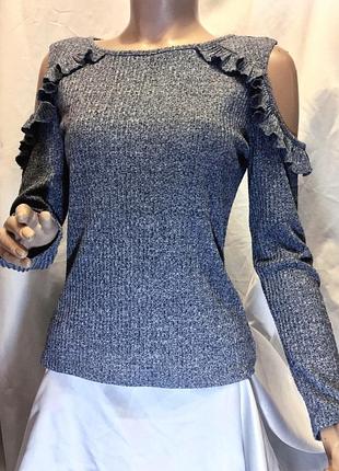 Кофточка женская джемпер в рубчик с открытыми плечами colin's