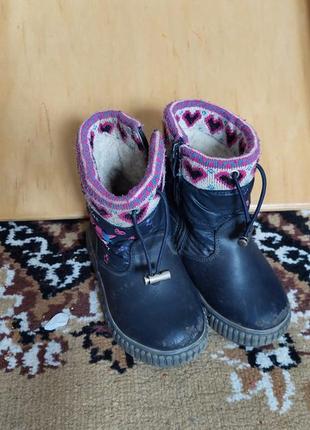 Теплі зимові ботінки для дівчинки 24 розмір, зимові сапожки 24 р