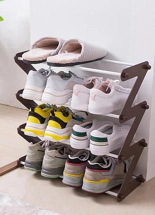 Полиця для взуття органайзер компактний стійка складана shoe rack yh 8802 4 полиці.