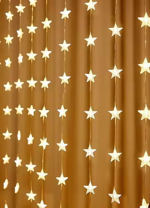 Гирлянда-подвеска в виде звезды, гирлянда-штора для декора от usb 3х2м теплый белый and sf-57