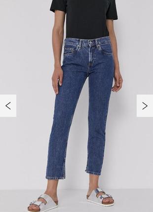 Джинси pepe jeans  прямі вкорочені сині трендові2 фото