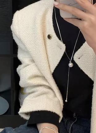 Чокер подвеска с бусинкой с жемчужиной длинная цепочка медицинский сплав купить подвеску медзолото фораджо