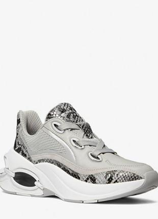 Брендові шкіряні кросівки michael kors toni mixed-media traner сірі кроси майкл корс