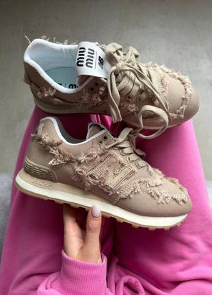 Кросівки new balance 574 x miu miu beige premium