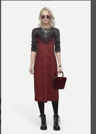 Красивое платье от бренда bershka платье миди в бельевом стиле с леопардовым принтом