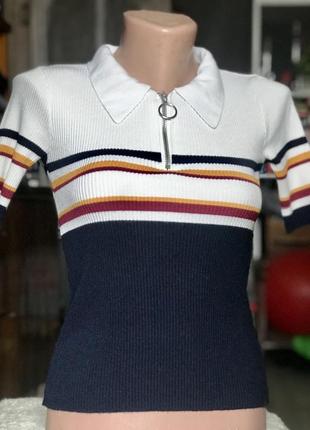 Женская футболка поло old money с молнией 1/3 zip вискоза бренд miss selfidge