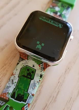 Детские светодиодные часы accutime minecraft creeper min4181, зеленый, темно-зеленый, современный