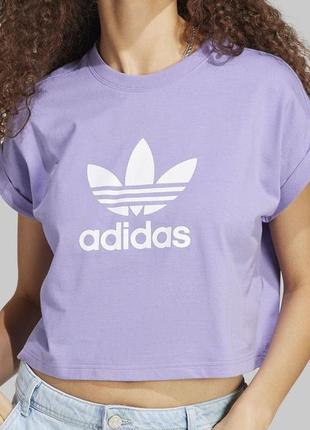Футболка adicolor classics short trefoil t-shirt ic5468 фіолетовий oversize свіжі колекції