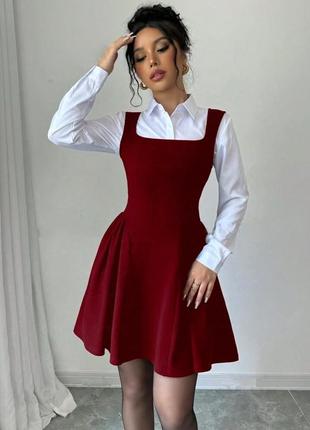 Изысканный сарафан бордового цвета
