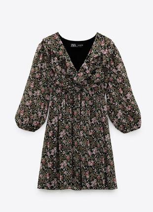 Шифоновое платье zara, цветочный принт