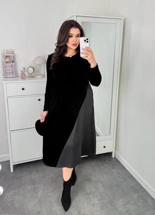 Невероятно красивое платье из приятного к телу бархата и двустороннего шелка kg-2159