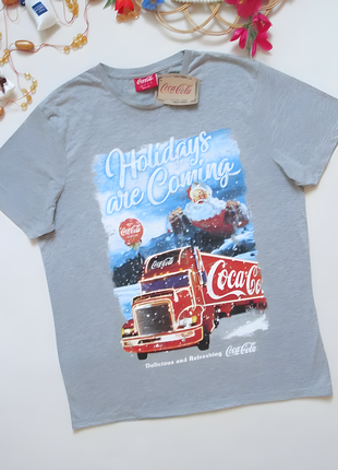 Шикарная хлопковая новогодняя футболка coca-colla primark ❄️💜❄️