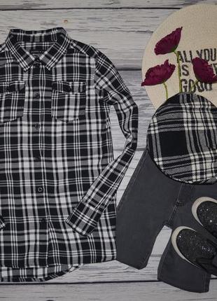 10 лет 140 см фирменная стильная натуральная рубашка блузка блуза клетка