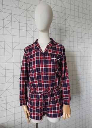 Стильная женская новогодняя пижама ромпер m&amp;s, хлопковая пижама комбинезон с шортами в клетку