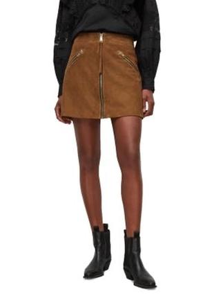 Allsaints ‘lena’ suede skirt замшевая юбка на змейке camel