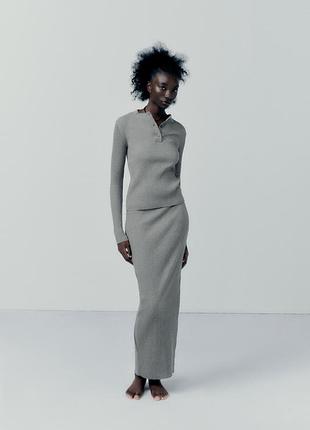 Довга трикотажна спідниця в рубчик zara - m, l