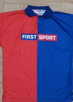 Футболка спортивная мужская красная синяя поло чоловіче polo first sport р.s🇬🇧