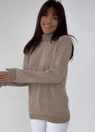 Гольф женский шерстяной, фабричного качества, батал, плюс сайз. .большого размера,  капучино