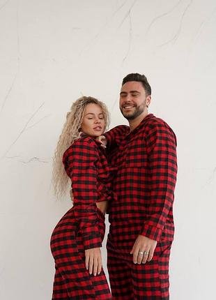 Фланелевая пижама унисекс рубашка и штаны