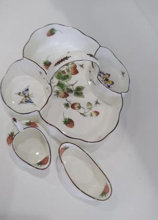 Кістяний фарфор coalport strawberry basket, чай із фруктами та вершками