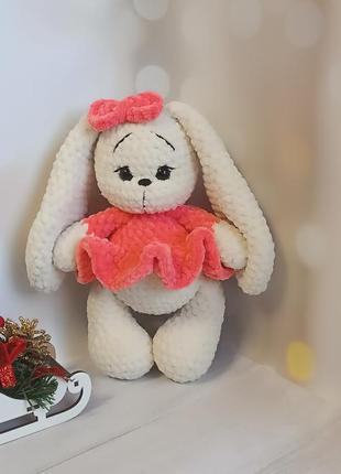 Плюшевая зайка, зайчик ручной работы, игрушка амигуруми
