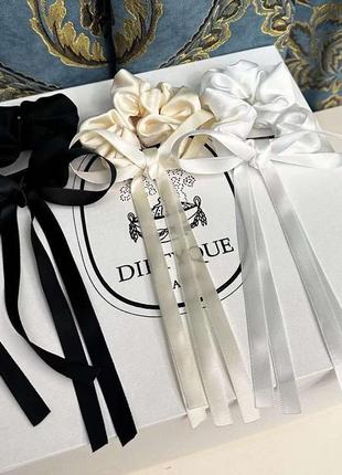 Атласная резинка для волос с лентами, с бантиком