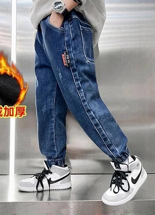 Джинсовые джоггеры на флисе для мальчика