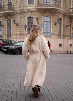 Шуба макси еврозима до -5° с экомеха с поясом, женская шубка оверсайз, длинная шуба из...