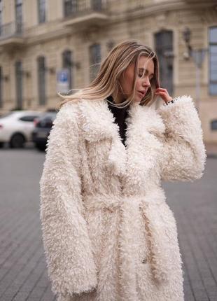 Шуба макси еврозима до -5° с экомеха с поясом, женская шубка оверсайз, длинная шуба из...