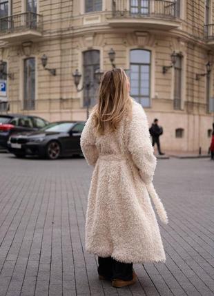 Шуба макси еврозима до -5° с экомеха с поясом, женская шубка оверсайз, длинная шуба из...