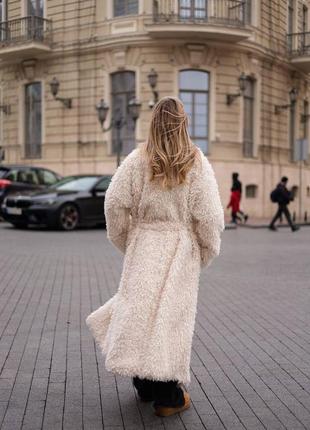 Шуба макси еврозима до -5° с экомеха с поясом, женская шубка оверсайз, длинная шуба из...