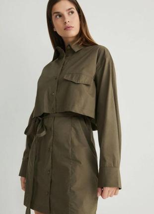 Платье мини в цвете хакки