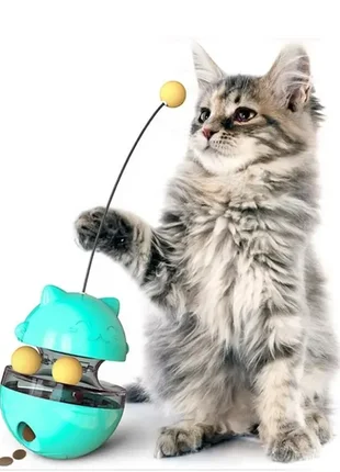 Интерактивная игрушка для кота "неваляшка" с мячом и кормом