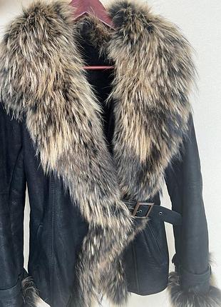 Натуральная дубленка с мехом песца, дубленочка зимняя