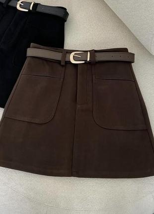 Женская теплая зимняя мини юбка zara повседневная сексуальная элегантная stradivarius модная h&m удобная яркая bershka жіноча зимня тепла спідниця