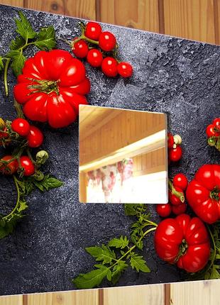 Декоративне дзеркало «помідори на сланці. натюрморт» прикраса для кухні, кафе, бару, ресторану, пода