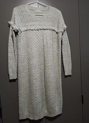 Тепла сукня, зимова сукня, сіра сукня, в'язане плаття, платтячко, в'язане плаття, зимове плаття